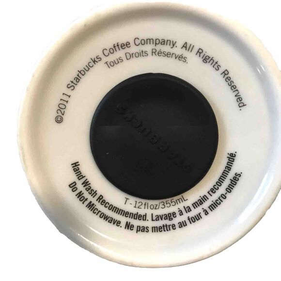 2011 Starbucks Siren Logo White Ceramic Travel Coffee Tumbler Mug Slide Lid 12oz - Picture 5 of 6